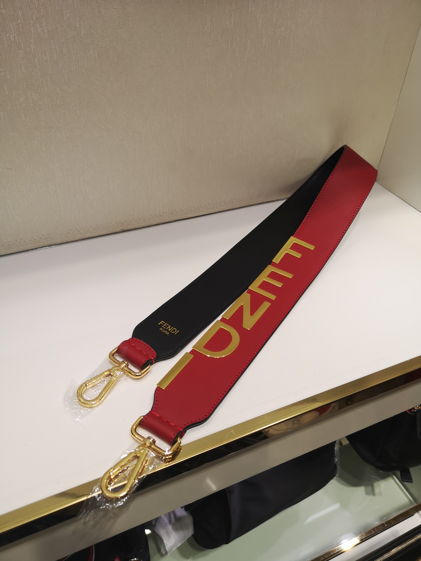 สายกระเป๋า fd bag strap สีดำและสีแดง