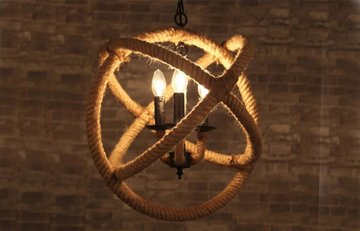 โคมไฟแขวนเพดานลายเชือกทรงกลมวงแหวน [HE4535]