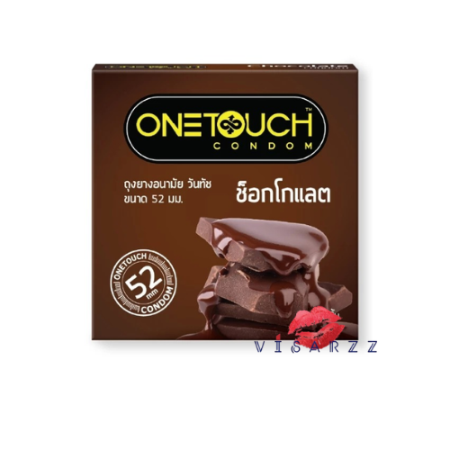 (ช็อคโกแลต กล่อง 3 ชิ้่น) Onetouch Condom วันทัชถุงยางอนามัย ช็อคโกแลต 3 ชิ้น ขนาด 52 มม. ถุงยางอนามัย ผิวเรียบ สีน้ำตาล กลิ่นช็อคโกแลต