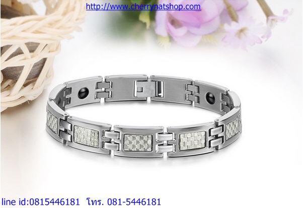 พร้อมส่งสร้อยข้อมือแม่เหล็กเพื่อสุขภาพ สร้อยข้อมือไทเทเนียมเจอรเมเนียม รุ่นCF