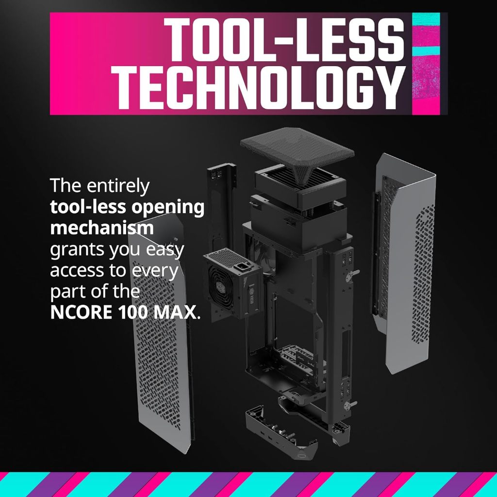 Cooler Master NCORE 100 MAX Bronze ITX SFF Tower Case, Custom 120mm AIO