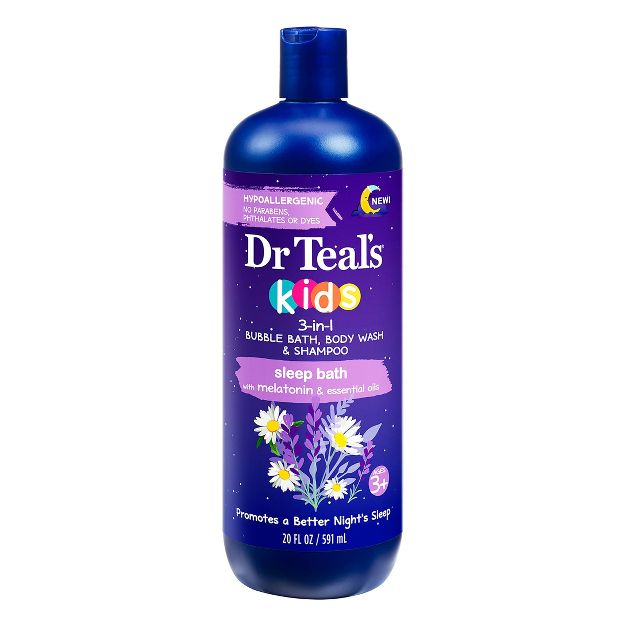 บับเบิ้ลบาธพร้อมแชมพูและสบู่เหลวเสริมการนอนหลับสำหรับเด็ก Dr Teal's Kids Sleep Bath 3-in-1 Bubble Bath, Body Wash & Shampoo with Melatonin & Essential Oils