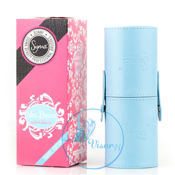 รุ่นใหม่ ด้ามแปรงสีฟ้า - เงิน Sigma Brush Mrs.Bunny Essential Brush Kit Travel Edition ชุดแปรงพกพาจำนวน 7 ชิ้น น่ารัก น่าใช้