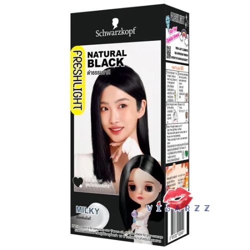 ( Natural Black ) Schwarzkopf Freshlight Milky Color สีดำธรรมชาติ สวารอฟสกี้ ยาย้อมสีผม ยาเปลี่ยนสีผม สีดำธรรมชาติ