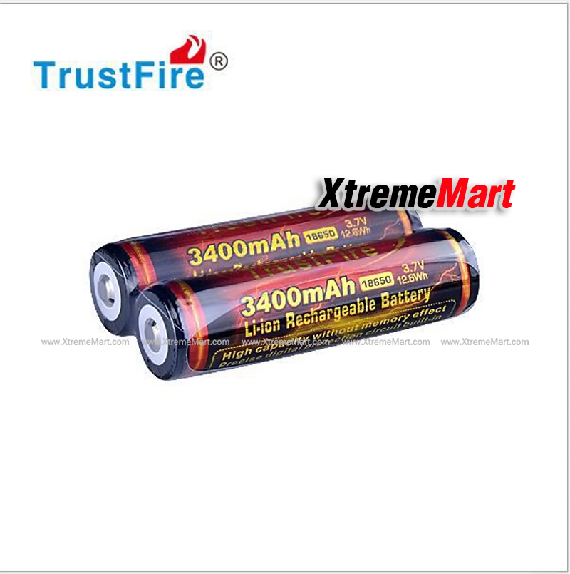 แบตเตอรี่ TrustFire (แท้) 3.7V 3400mAh 18650 Protected Rechargeable Li-ion Battery (ราคาต่อก้อน)