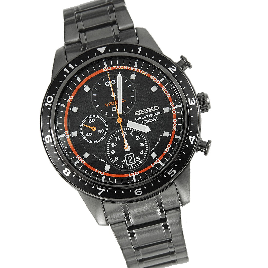 SEIKO CHRONOGRAPH 100M BLACK BEZEL SPORTS MEN'S WATCH SNDF41P1