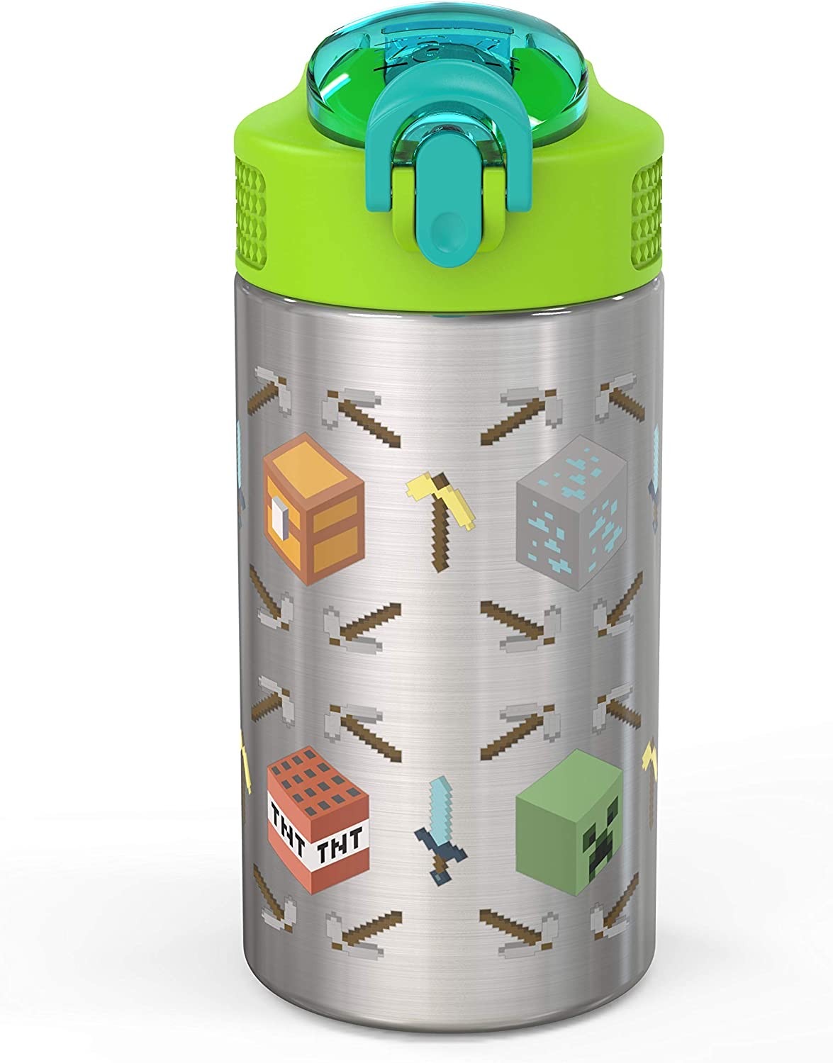 กระติกน้ำสเตนเลสพร้อมหลอดดื่ม Zak! Minecraft Creepers 16 Oz. Stainless Steel Water Bottle