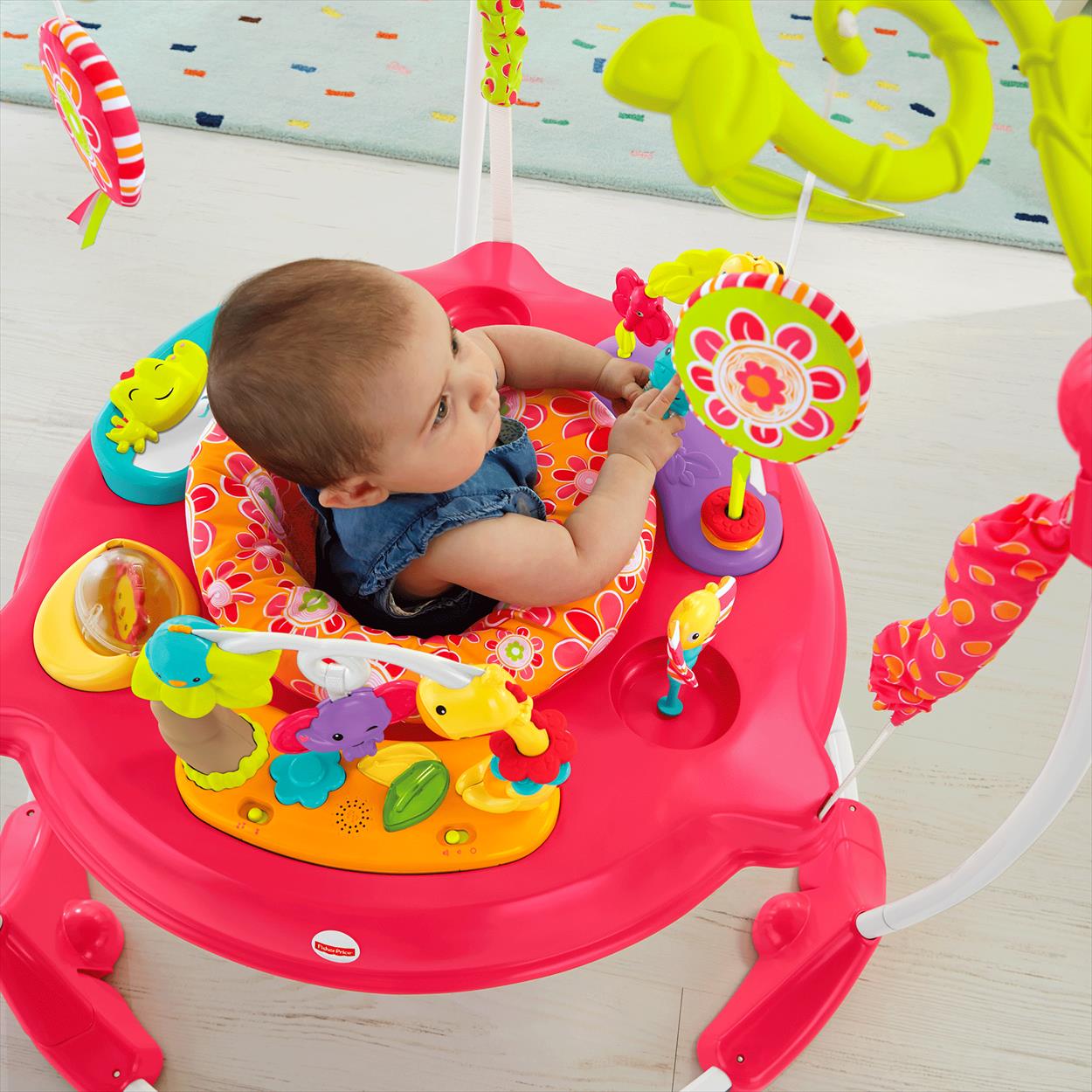 เก้าอี้กิจกรรมกระโดดดึ๋งสีชมพูแสนหวาน Fisher-Price Pink Petals Jumperoo