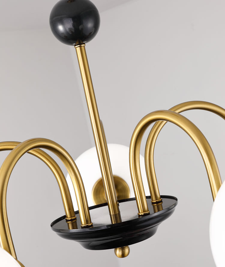 โคมไฟแขวนเพดาน Medieval French glass โป๊ะโคมทรงกลมสีขาวนม [AL-6464]