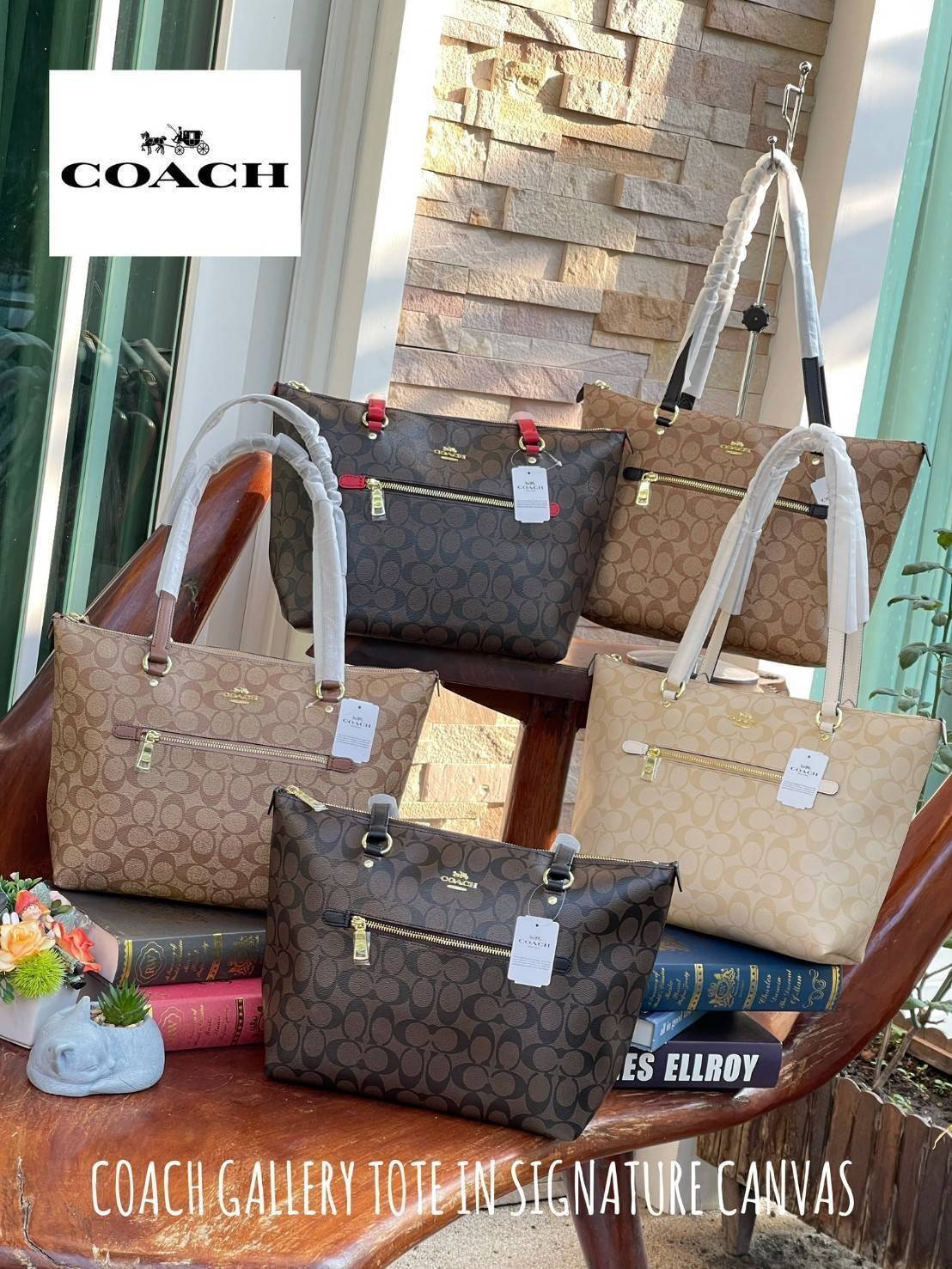 COACH GALLERY TOTE IN SIGNATURE CANVAS (แอดไลน์ก่อนสั่งซื้อ)
