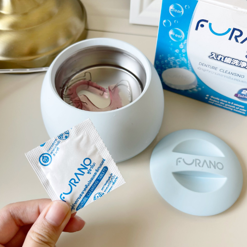 (สีฟ้า) Furano Ultrasonic Cleaner ฟูราโนะ เครื่องทำล้างทำความสะอาดระบบอัลตราโซนิก แถมเม็ดฟู่และน้ำยาบ้วนปาก ใช้ทำความสะอาดฟันปลอม รีเทนเนอร์ หรือเครื่องประดับ