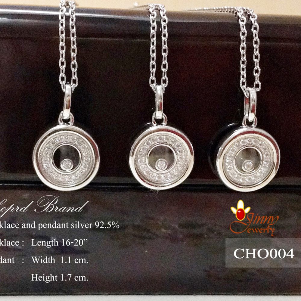 จี้เงินแท้ Chopard วงกลมประดับเพชร cz