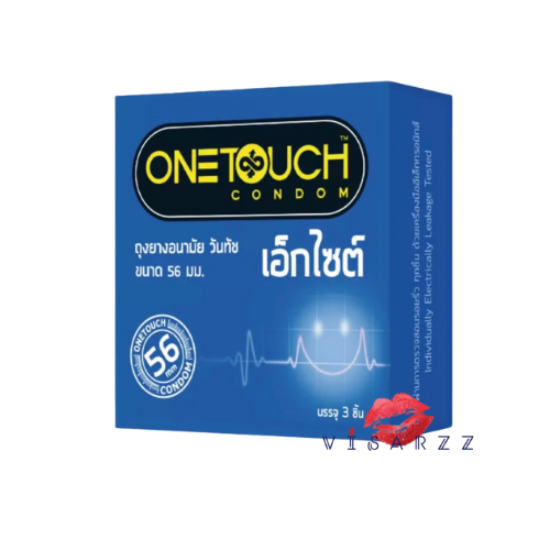 Onetouch Condom วันทัชถุงยางอนามัย เอ็กไซต์ x3 ชิ้น ขนาด 56 มม. ถุงยางอนามัยผิวเรียบ ขนาดใหญ่ เนื้อยางสีธรรมชาติ ผิวเรียบ ผนังขนาน มีกระเปาะ มีสารหล่อลื่น