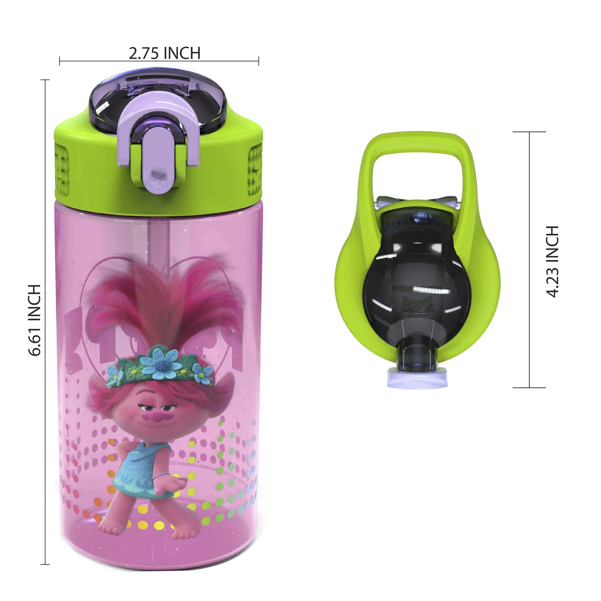 กระติกน้ำพร้อมหลอดดื่มสำหรับเด็ก Zak! Trolls 16 Oz. Reusable Water Bottle with Straw