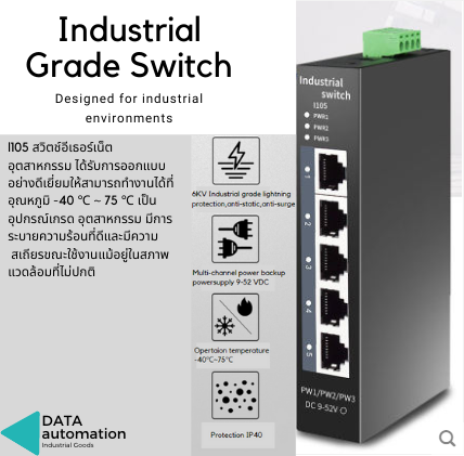 Industrial Grade Switch 5 Port /Use DIN Rial installation/9~52VDC