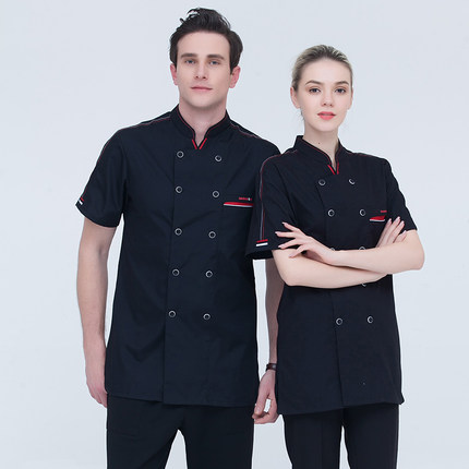 C6109001 เสื้อเชฟ เสื้อพ่อครัว เสื้อแม่ครัว เสื้อพนักงานทำอาหาร เสื้อกุ๊ก C6109001 ดำ แดง ขาว น้ำเงิน M-3XL
