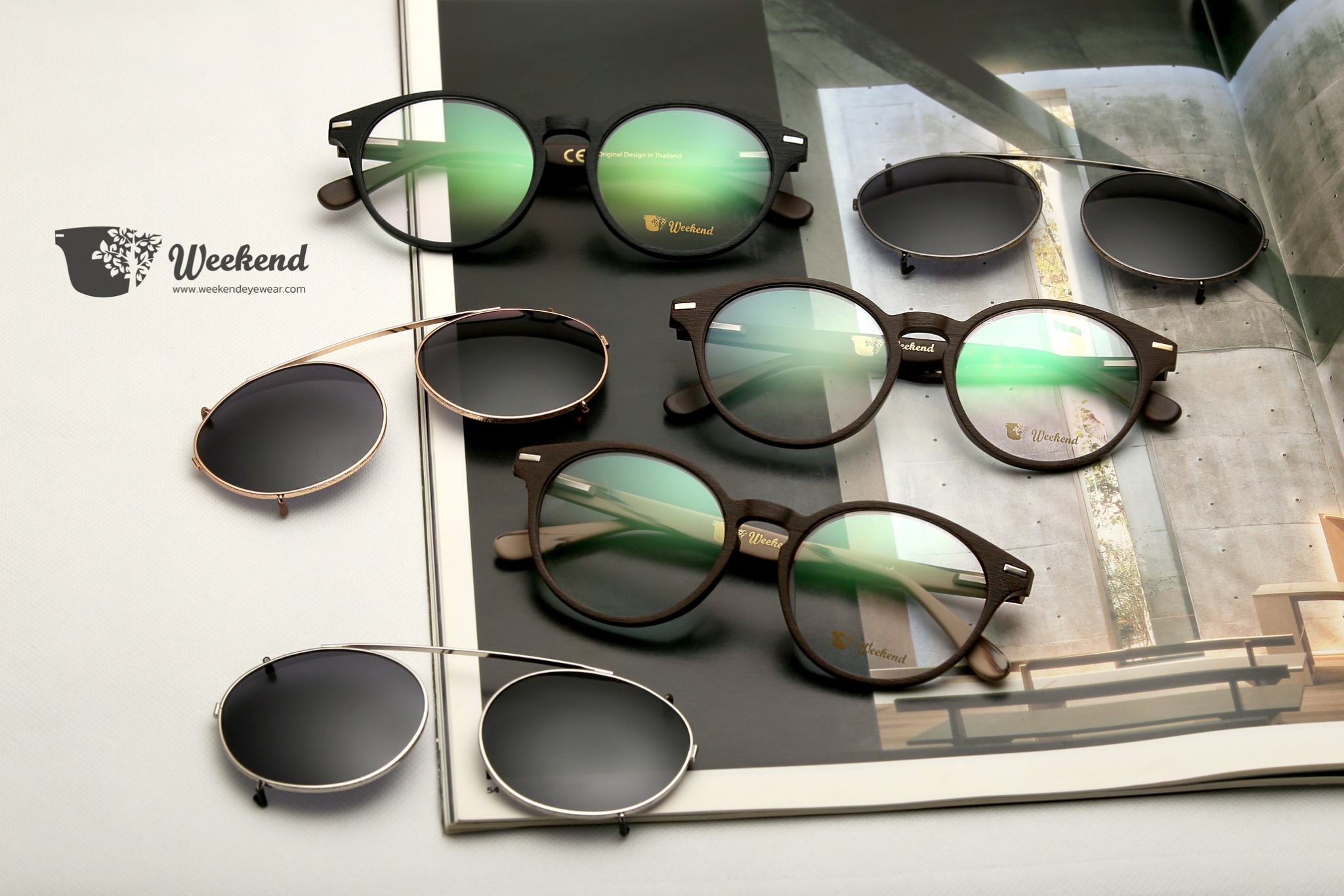 กรอบแว่นสายตาพร้อมคลิปกันแดด Weekend Sydney Silver