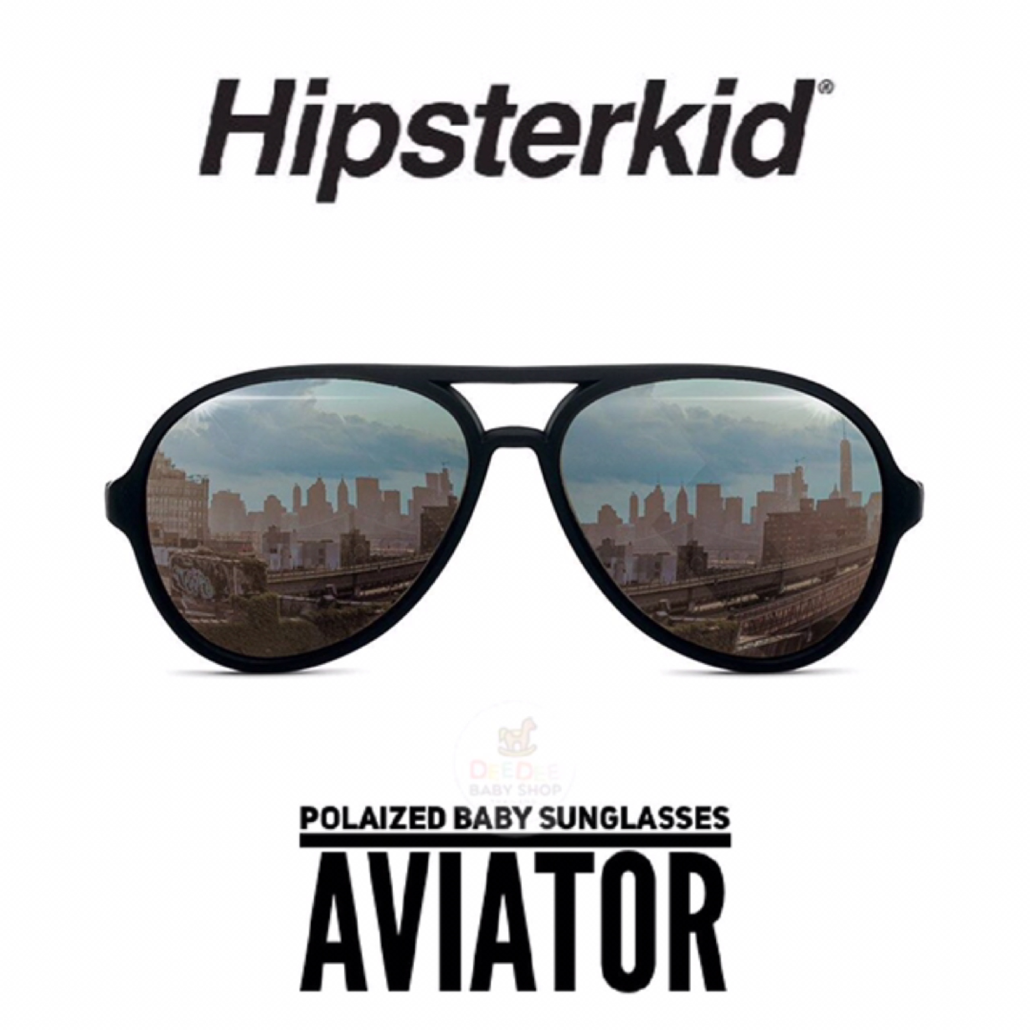 แว่นกันแดดสำหรับเด็ก Hipsterkid Polarized Baby Aviator Sunglasses (Black)