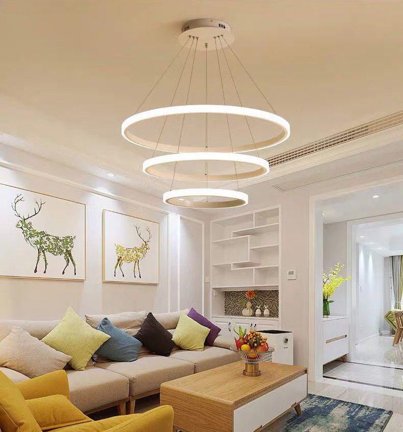 โคมไฟแขวนเพดานทรงวงแหวนกลม LED สไตล์โมเดิร์นปรับเอียงได้ [C-8821]