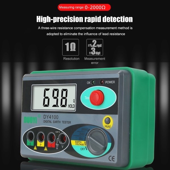 DUOYI DY4100 เครื่องวัดฉนวนดิจิตอล Megger Meter Earth Resistance Ohm Tester