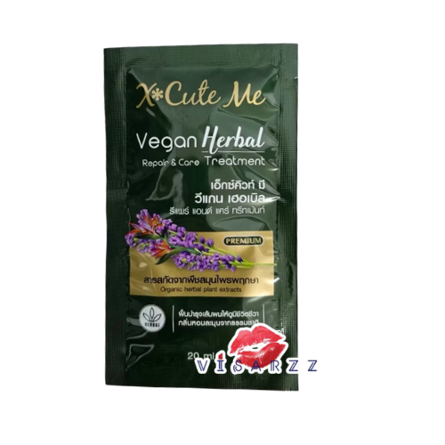 X Cute Me Vegan Herbal Repair & Care Treatment 20mL เอ็กซ์คิวท์ มี วีแกน เฮอเบิล รีแพร์ แอนด์ แคร์ ทรีทเม้นท์ ช่วยฟื้นบำรุงเส้นผมที่แห้งเสียให้กลับมาดูมีชีวิตชีวา