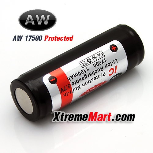 แบตเคอรี่ลี่เธี่ยมไออน Li-Ion AW 17500 1100mAh มีวงจรป้องกัน (ราคาต่อก้อน)