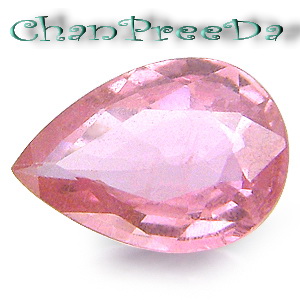 พลอยชมพูเนื้อแข็ง Pink Sapphire รูปหยดน้ำ 0.77 กะรัต ขนาด 7.0x5.0x2.5 มิล หน้ากว้างเท่าไซด์กะรัต เนื้แสะอาด 95% สีชมพูอ่อน เจียระไนสวย ไฟดีปานกลาง