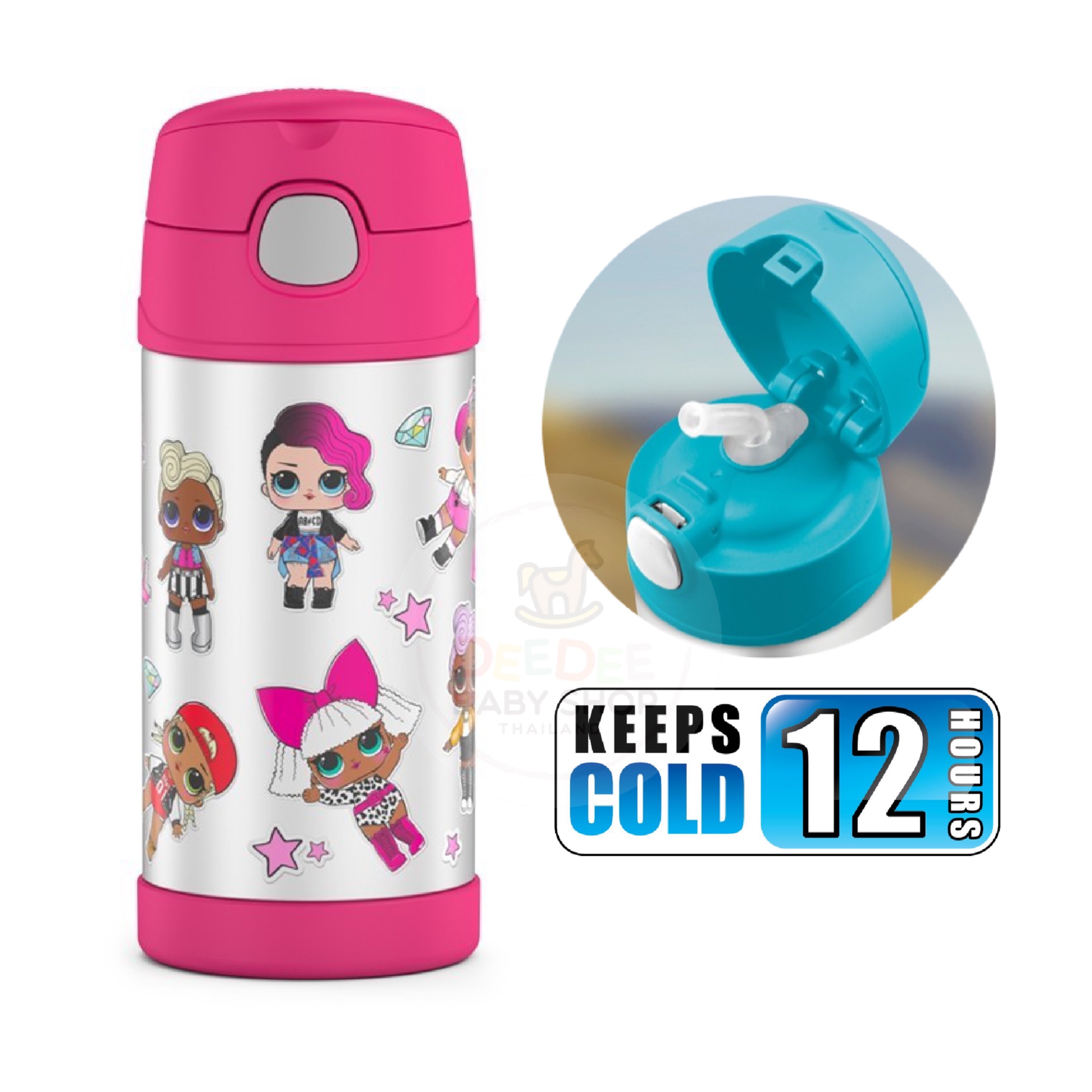 กระติกน้ำสเตนเลสรักษาอุณหภูมิ Thermos L.O.L Surprise! FUNtainer Vacuum Insulated Stainless Steel Bottle 12OZ