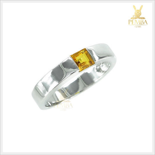 แหวนบุษราคัมแท้ ทรงสี่เหลี่ยม มีสไตล์ ใส่เพิ่มความอย่างมั่นใจ แหวนพลอยแท้