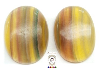Natural Fluorlite พลอยฟลูออไรท์ ธรรมชาติ 100% รูปไข่คู่ หนักรวม 74.37 กะรัต มี 4 สี สีเหลือง สีเขียว สีม่วง สีน้ำตาลแดง เนื้อสะอาดไม่มีตำหนิ