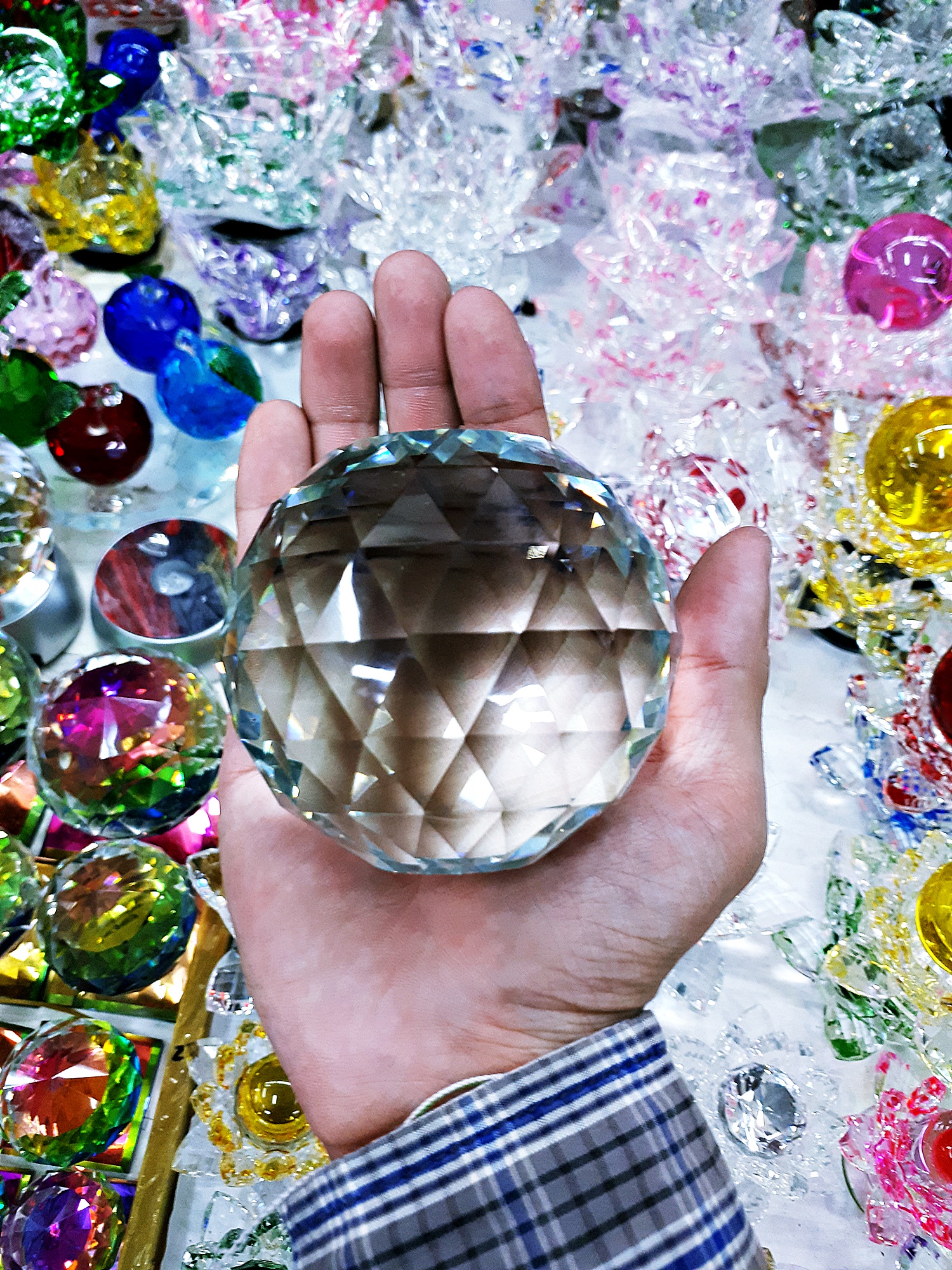 ลูกแก้ว คริสตรัล เหลี่ยม ปรับฮวงจุ้ย สะท้อนแสง (ขนาด 20/15/13/8/6/5/4/3 ซม )