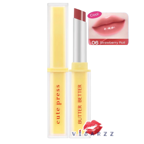 (06 Strawberry Roll) Cute Press Butter Better Plumping Lip Tint Gel SPF 40 PA+++ คิว เพลส บัตเตอร์ เบทเทอร์ พลัมปิ้ง ลิป ทินท์ สีชัดสดใสติดทนกว่าที่เคยเพียงปาดเดียว