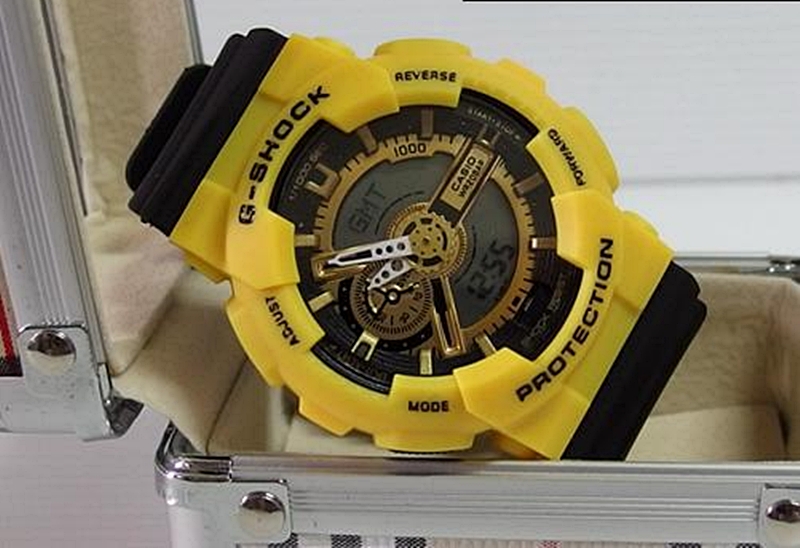 นาฬิกา G-Shock AAA Casio G Shock สายยางสีีดำด้าน กรอบสีเหลือง-ทอง 2 ระบบ ทน หาไม่ได้อีกแล้ว ถูกสุดๆ
