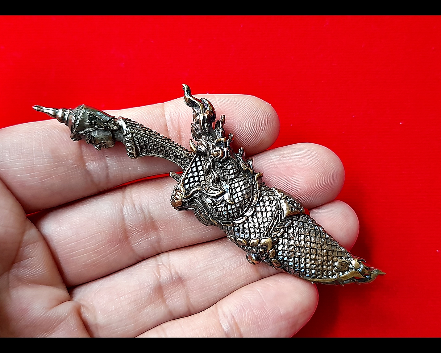 มีดหมอท้าววิรูปักษ์ (ท้าววิรูปักษ์ เทวดาผู้เป็นใหญปกครองพญานาค) หล่อนำฤกษ์ เนื้อสัตตะโลหะ (พิเศษ(เฉพาะหล่อนำฤกษ์)) ปี2564 #รับประกันแท้ - หลวงพ่อหนุน วัดพุทธโมกข์