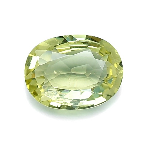 Natural Beryl (Heliodor) พลอยเฮลิโอดอร์ หรือ เบริล รูปไข่ น้ำหนัก 3.59 กะรัต สีเหลืองเกือบเหมือนสีเหลืองมะนาว ความสะอาดมองตาเปล่าสะอาด 97%