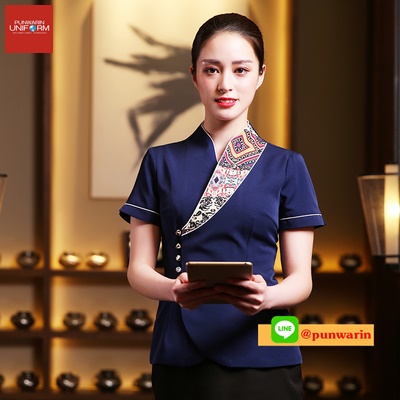 F6205012 เสื้อพนักงานต้อนรับ เสื้อพนักงานเสริฟ เสื้อพนักงานโรงแรม เสื้อพนักงานร้านอาหาร F6205012 สีภาพ S-2XL