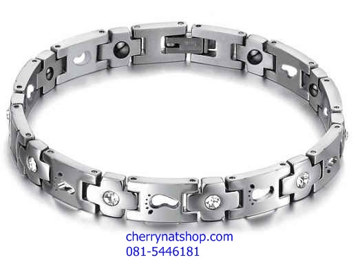 พร้อมส่งสร้อยข้อมือแม่เหล็กเพื่อสุขภาพ สร้อยข้อมือไทเทเนียมเจอรเมเนียม รุ่นP