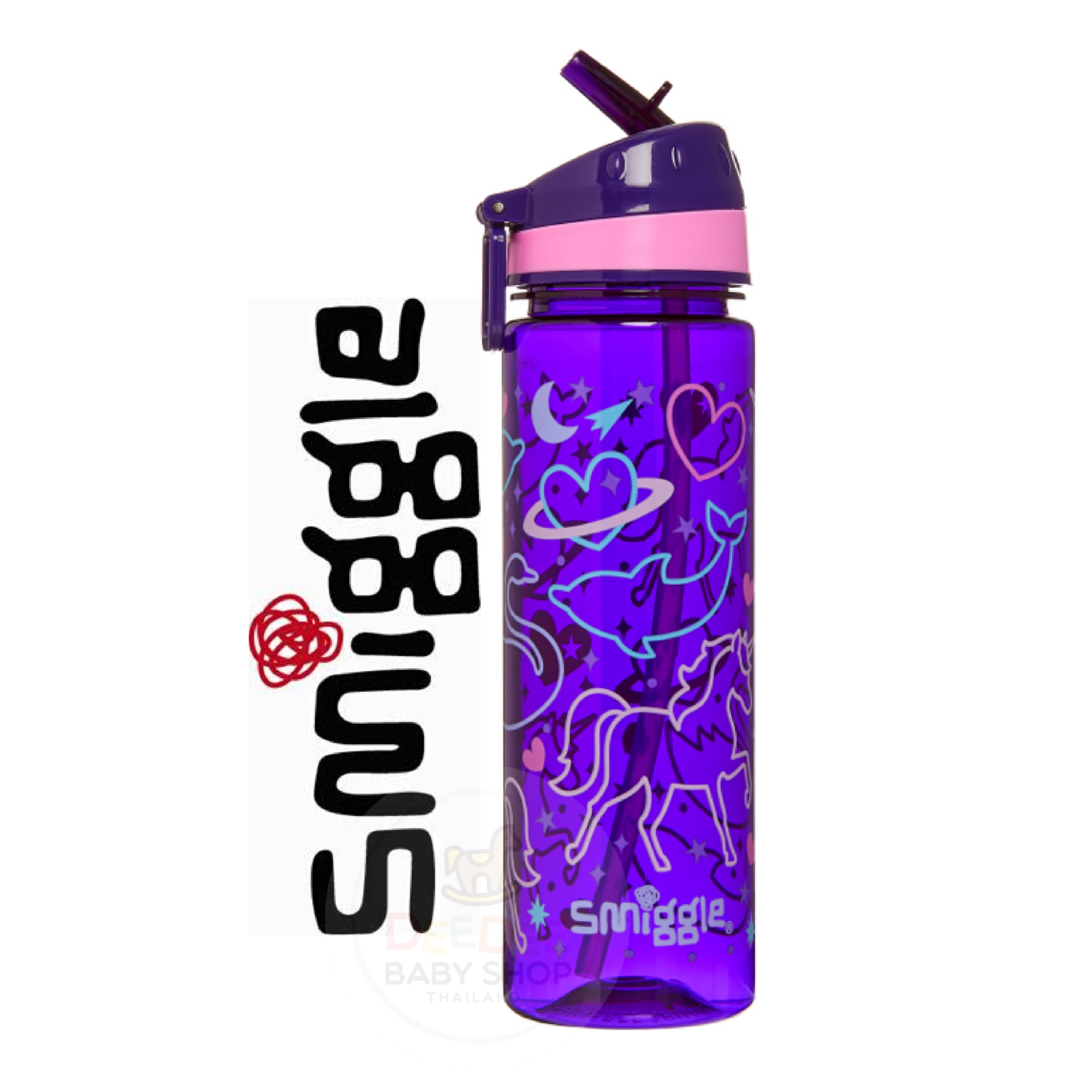 กระติกน้ำชนิดหลอดดื่มสำหรับเด็ก Smiggle Pop Drink Bottle (Purple)