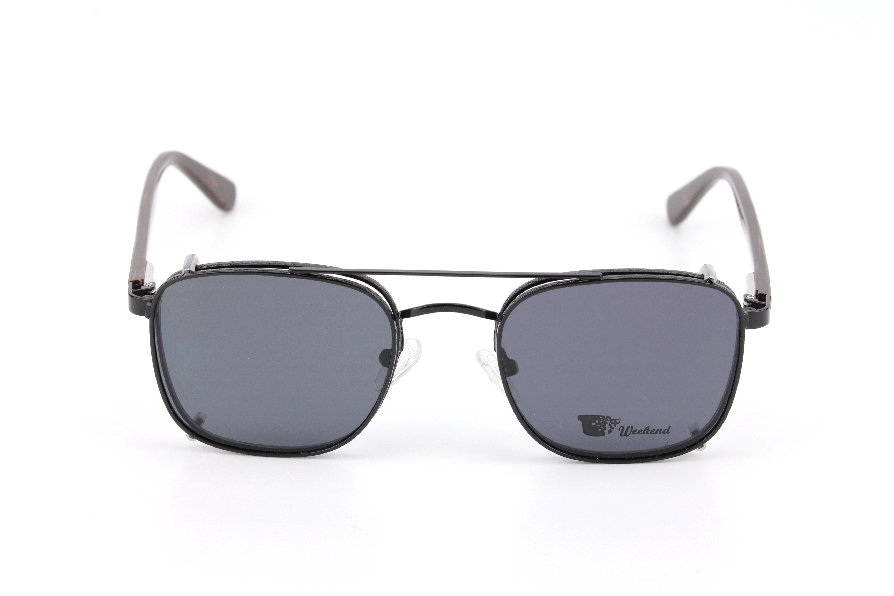 กรอบแว่นสายตาพร้อมคลิปกันแดด Weekend Square Black