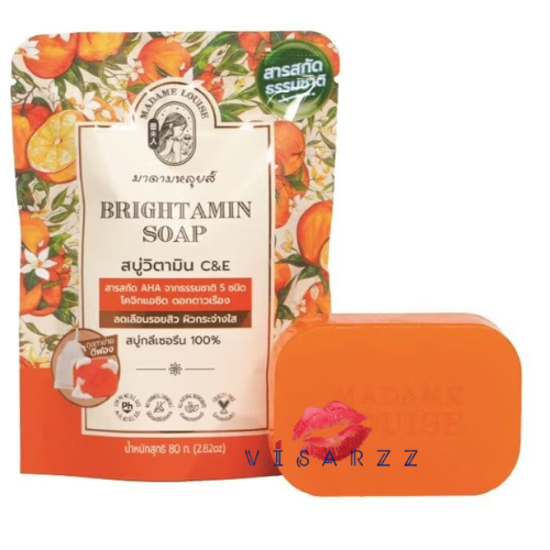 (สีส้ม 1 ก้อน) Madame Louise Brightamin Soap 80g สบู่มาดามหลุยส์ มาพร้อมถุงตาข่ายตีฟองในซอง สบู่วิตามิน C&E สบู่แห่งความอ่อนเยาว์ เหมาะสําหรับผิวหมองคล้ำผิวที่เป็นสิว