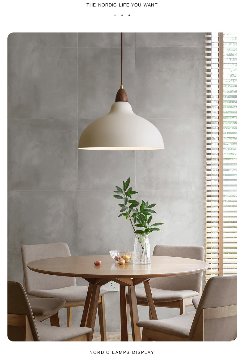 โคมไฟแขวนเพดานสไตล์นอร์ดิกหัวไม้โทนสีวอลนัท ปากโคมกว้าง35cm [AR90]