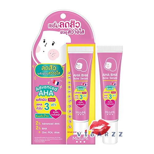 (หลอดชมพู) MizuMi AHA BHA Acne Serum 13g มิซึมิ เอเอชเอ บีเอชเอ แอคเน่ เซรั่ม เซรัมลดสิว เผยผิวดูเนียนเรียบ ผิวสว่าง ดุจเปิดไฟให้ผิว รูขุมขนดูกระชับ เรียบเนียนขึ้น