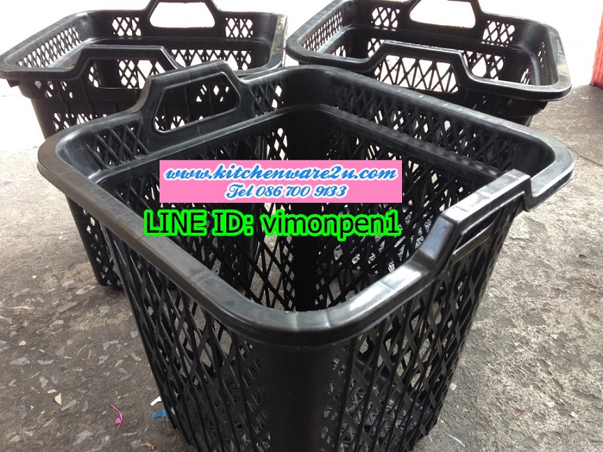 P09668 ตะกร้าผ้าเหลี่ยม สีดำ (37*37*41.5 cm) ขายดีมาก No.7052D (ราคาส่งต่อ 12 โหล:144 ใบ:เฉลี่ย 255 บต่อโหล)