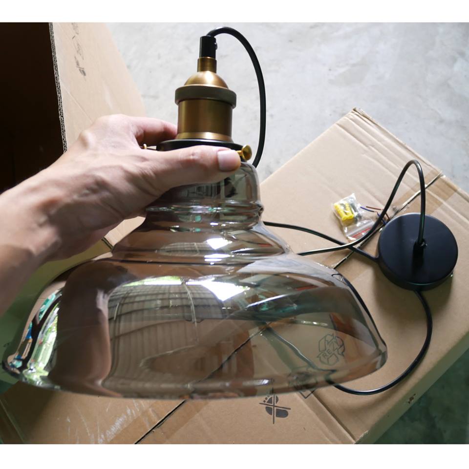 โคมไฟห้อยเพดาน Loft แก้ว Smoke Gray 28CM