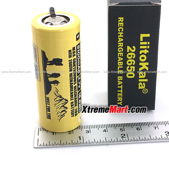 แบตเตอรี่ Liitokala LII-51S 26650 20A power rechargeable lithium battery 26650A 3.7V 5100mA + พร้อมสาย (ก้อนละ)