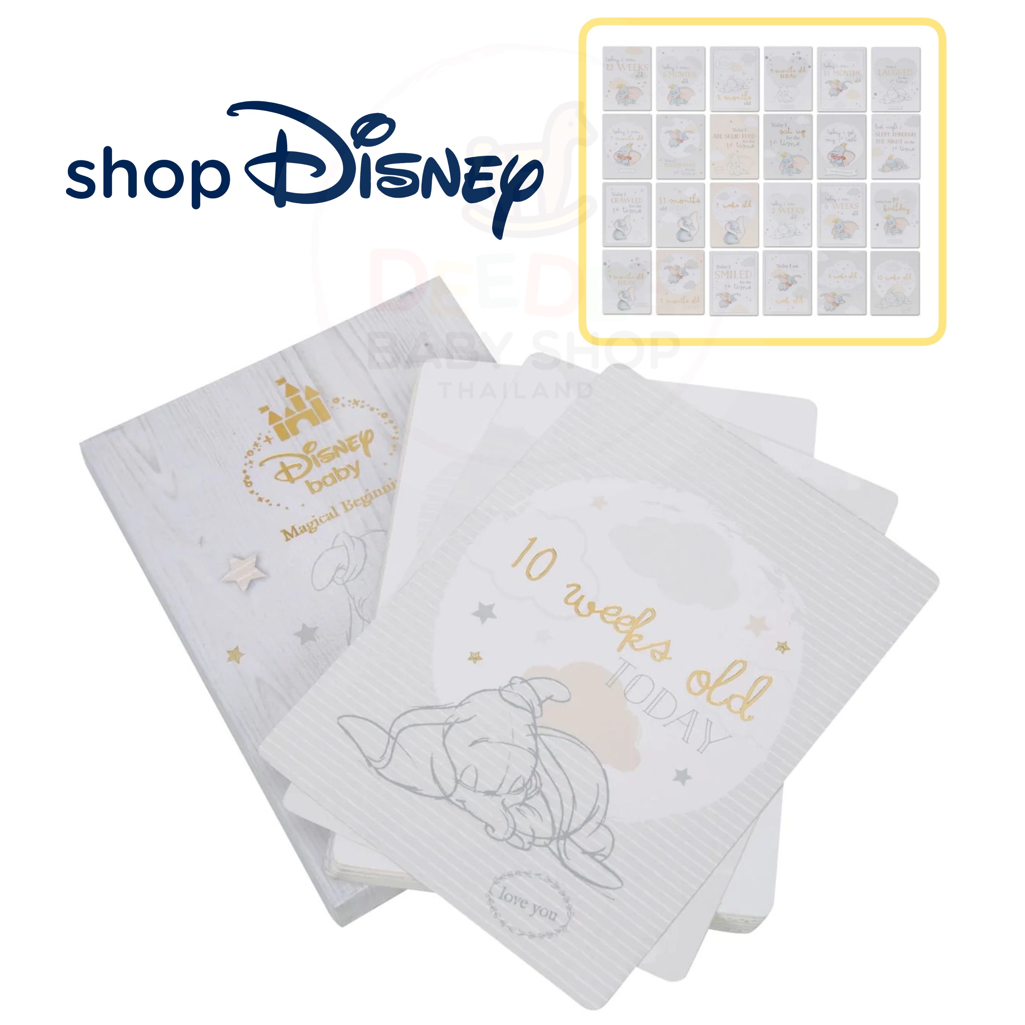 การ์ดไมล์สโตนอายุและพัฒนาการของลูกน้อย Disney Dumbo Magical Beginnings 24 Baby Milestone Cards