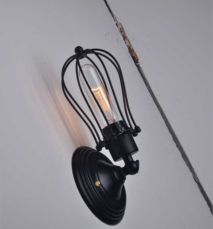 โคมไฟติดผนังกรงเหล็กขนาดเล็ก พร้อมหลอด T10 [MD3006]