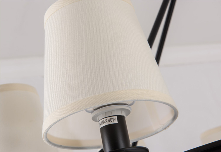 โคมไฟระย้าเหล็กทรงกลมโป๊ะผ้าทรงดอกเห็ดสไตล์อเมริกันโมเดิร์น [6050]