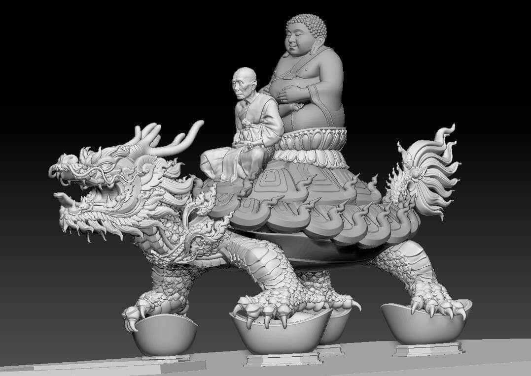 รูปหล่อ หลวงปู่หลิว-พระสังกัจจาย ประทับนั่งบน พญาเต่าเรือน พญาเต่ามังกร ปี2562 #รับประกันแท้