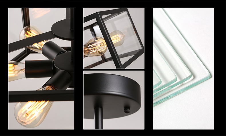 โคมไฟติดเพดานสไตล์วินเทจทรง 6 เหลี่ยม ไฟ 6 ดวง [15-P3874]